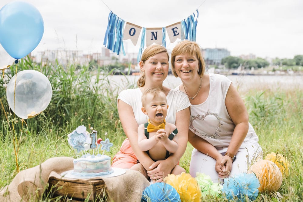 Familienfoto in Gehlsdorf zum ersten Geburtstag